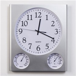 Часы настенные "Арени", с термометром и гигрометром, дискретный ход, d=32.5 см, 40 х 46 см 703017