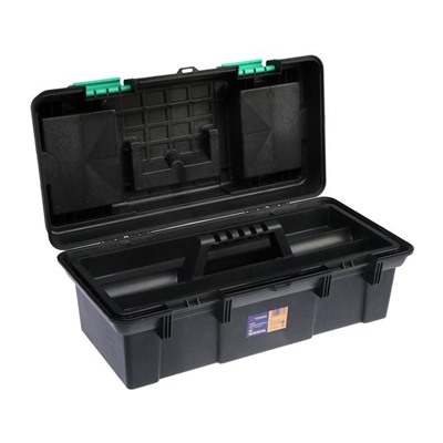 Ящик для инструмента ТУНДРА, 19", 490 х 245 х 215 мм, пластиковый, лоток, два органайзера