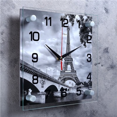 Часы настенные, серия: Город, "Эйфелева башня", 25х25  см, микс