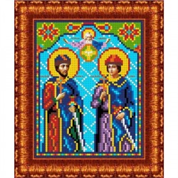 Ткань-схема для вышивания бисером "Святые Борис и Глеб" А5 (кби 5075)