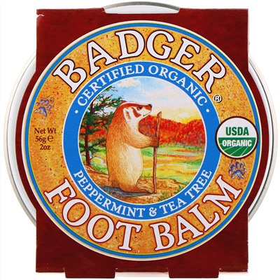 Badger Company, Бальзам для ног, с перечной мятой и чайным деревом, 2 унции (56 г)
