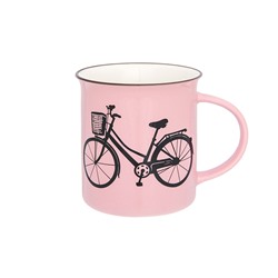 Кружка 320 мл 12*8,5*9 см "Велосипед" розовая
