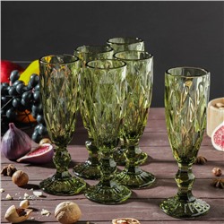 Набор бокалов для шампанского Magistro «Круиз», 160 мл, 7×20 см, 6 шт, цвет зелёный