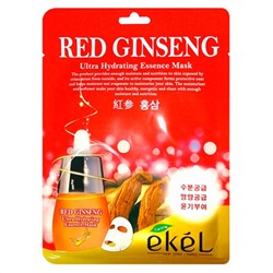 [EKEL] Маска тканевая с экстрактом красного женьшеня RED GINSENG Ultra Hydrating Essence Mask , 25мл