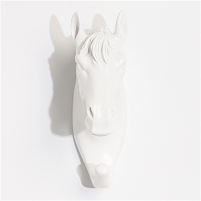 Декор настенный-вешалка "Конь" 12 x 3.8 см, белый
