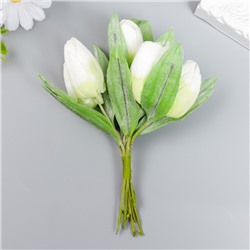 Цветы для декорирования "Заснеженные белые тюльпаны" 1 букет=6 цветов 14 см