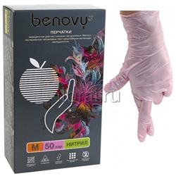 Перчатки нитриловые перламутрово-розовые BENOVY MultiColor