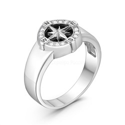 Кольцо из серебра с фианитами родированное - Роза ветров К-3904рп21600