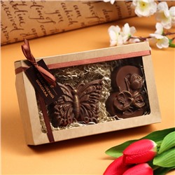 Шоколадные фигурки, 2 в 1 «Бабочка + 8 марта. Три тюльпана», 160 г