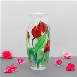 Ваза Тюльпан с росписью на проз.стекле, d-7см 10х23 см