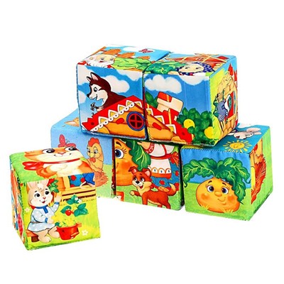 Набор мягких кубиков «Мои любимые сказки» с книгой, 6 шт., 8 × 8 см