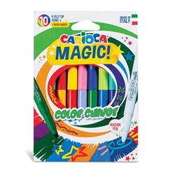 Фломастеры 9 цветов Carioca "Magic" +1 перекрашивающий, 6.0 мм,  картон, европодвес