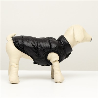 Куртка для собак двухсторонняя с принтом, размер 14 (ДС 32 см, ОГ 42 см, ОШ 31 см), чёрная