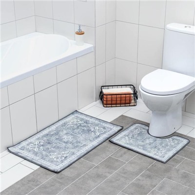 Набор ковриков для ванной и туалета «Руфаро», 2 шт: 50×78 см, 40×50 см