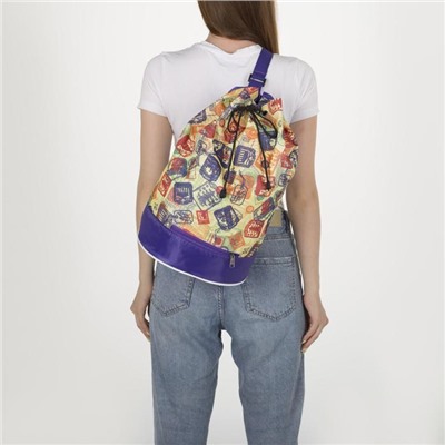 Рюкзак молодёжный-торба, отдел на стяжке шнурком, цвет сиреневый