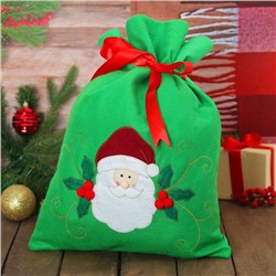 Мешок для подарков «Дед Мороз», на завязках, цвет зелёный