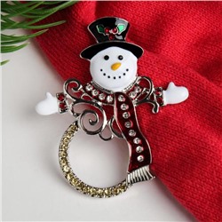 Брошь "Новогодняя сказка" снеговик контурный, цветная в серебре
