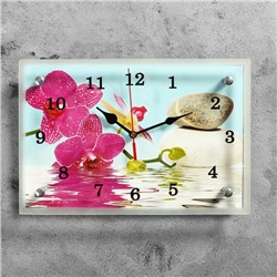 Часы настенные, серия: Цветы, "Сиреневые орхидеи и камни", 20х30  см, микс
