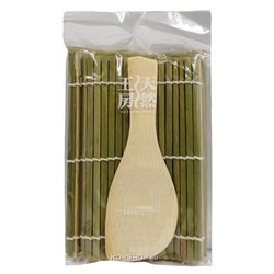 Набор для Темаки Суси из бамбука (лопатка и коврик 14*16 см), Япония
