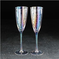 Набор бокалов для шампанского Magistro «Жемчуг», 270 мл, 7,5×26 см, 2 шт, цвет перламутровый