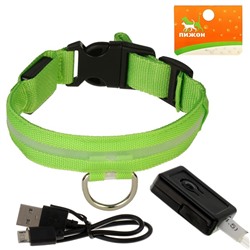 Ошейник с подсветкой, зарядка от USB, до 38 см, 3 режима свечения, зелёный