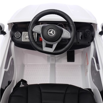 Электромобиль MERCEDES-BENZ S63 AMG, EVA колёса, кожаное сидение, цвет белый глянец