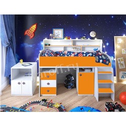 Детская кровать-чердак Малыш- 5 винтерберг/оранжевый