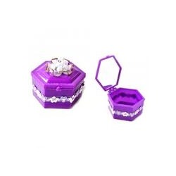 Шкатулка Шестигранная с зеркалом Цветок с жемчугом фиолетовая 8,2х8,1х6,5см пластик SH