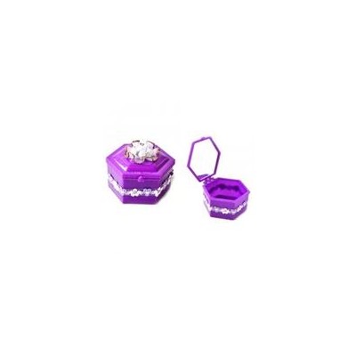 Шкатулка Шестигранная с зеркалом Цветок с жемчугом фиолетовая 8,2х8,1х6,5см пластик SH