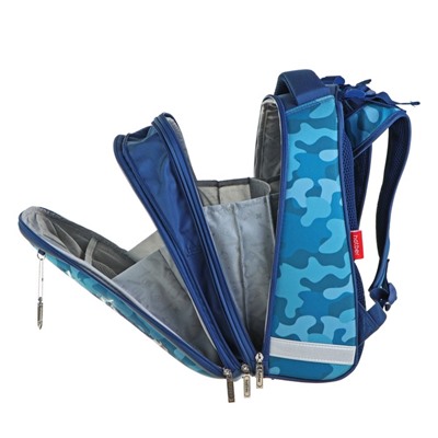 Рюкзак каркасный Hatber Ergonomic 37 х 29 х 17 см, для мальчика, Special Force, серый/голубой
