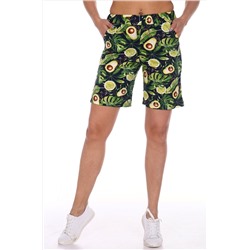 ИВГрадТрикотаж, Женские удлиненные шорты с принтом авокадо, свободного покроя с карманами