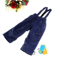 Рост 94-98. Утепленные детские штаны на подтяжках с подкладкой из полиэстера Rihoo цвета темного индиго.