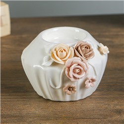Подсвечник керамика на 1 свечу "Розы" МИКС 6х9,5х9 см