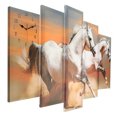 Часы настенные модульные «Пара лошадей», 80 × 140 см