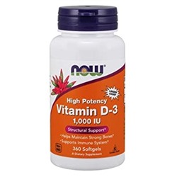 Витамин Д3 Vitamin D-3 1000 IU Now 360 гел.капс.