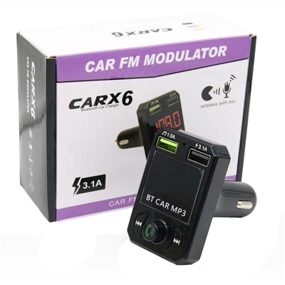 Автомобильный FM-трансмиттер - CARX6 Bluetooth (черный)
