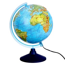 Интерактивный глобус физико-политический рельефный, диаметр 250 мм, с подсветкой, с очками