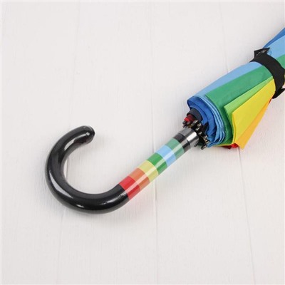 Зонт - трость полуавтоматический «Радуга», 16 спиц, R = 56 см, разноцветный