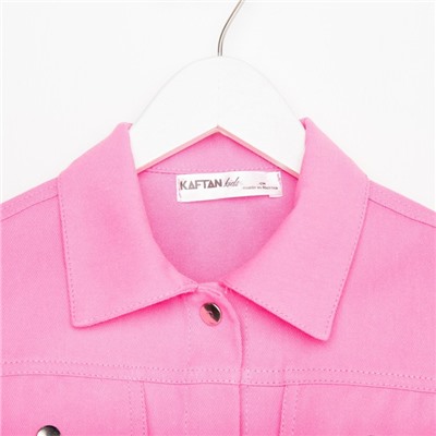 Рубашка для девочки джинсовая, укороченная KAFTAN, размер 30 (98-104 см), цвет розовый