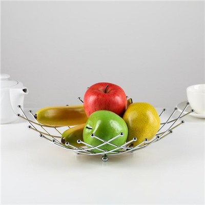 Ваза для фруктов Доляна, 27×27×8,5 см, цвет хром