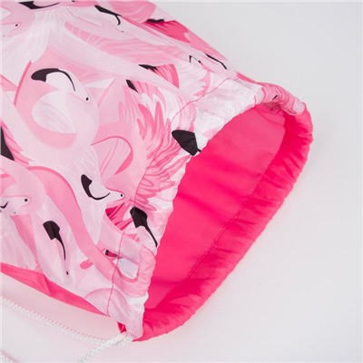 Мешок для обуви, отдел на шнурке, цвет розовый, «Фламинго»