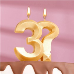 Свеча в торт "Грань", цифра 3?, золотой металлик, 7.8 см
