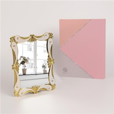 Зеркало интерьерное в подарочной упаковке, зеркальная поверхность 12 × 16 см, цвет бежевый/золотистый