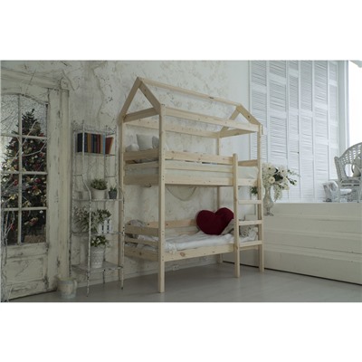 Детская двухъярусная кровать-домик Baby-house, 70 × 160 см, цвет сосна