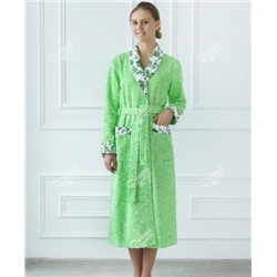 Халат женский махровый зеленый "Узоры"