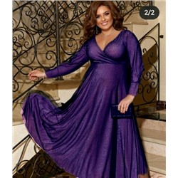 Платье люрекс+фатин SIZE PLUS фиолетовое RH122