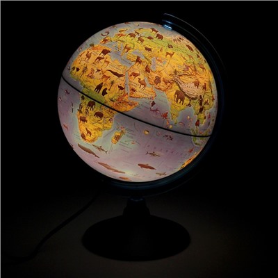 Глoбус зоогеографический (детский) «Классик Евро», диаметр 250 мм, с подсветкой