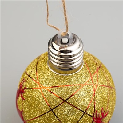 Набор ёлочных шаров «Красные нити» 2 шт., батарейки, 1 LED, свечение тёплое белое
