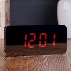 Часы-будильник электронные с календарём и термометром, 7 х 15 см, от USB
