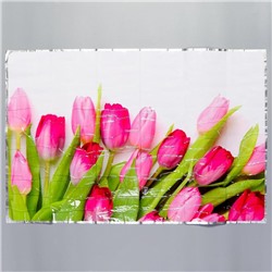 Наклейка на кафельную плитку "Розовые тюльпанчики" 60х90 см